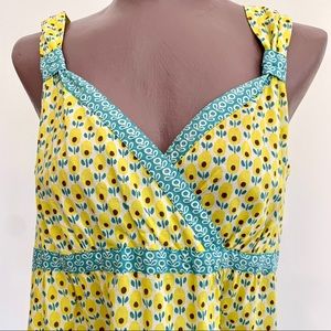 Boden Sleeveless Flower Print Yellow Top M